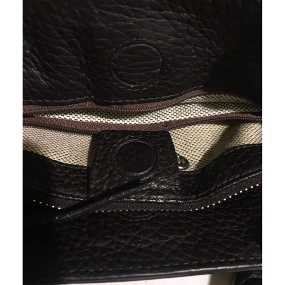 Dooney & Bourke Black Leather Shoulder Bag with Gold Hardware and Buckle Details - Picture 6 of 12